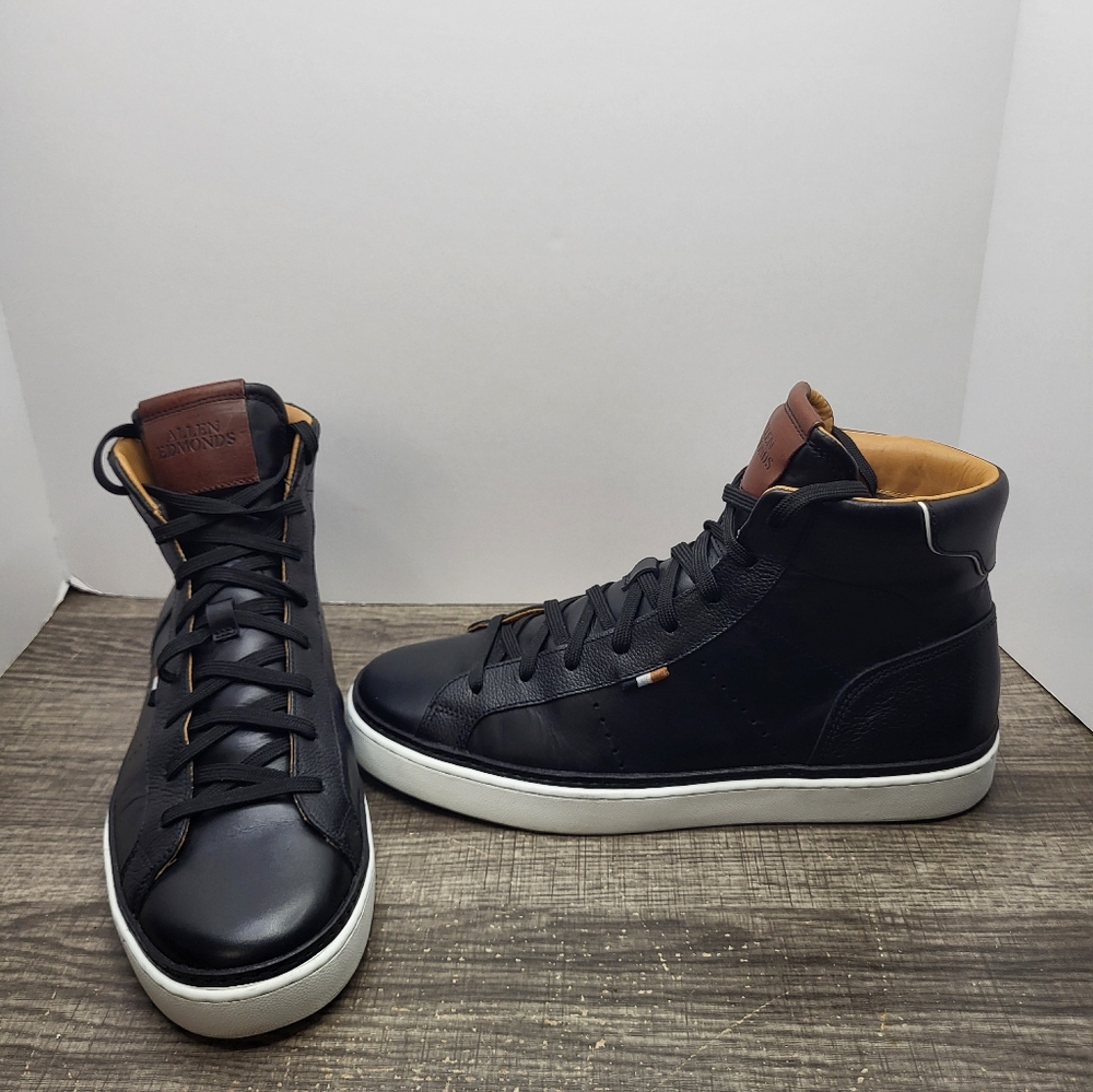 Allen Edmonds Alpha High Top Sneakers Men's 9 D Casual Black Leather Shoes
